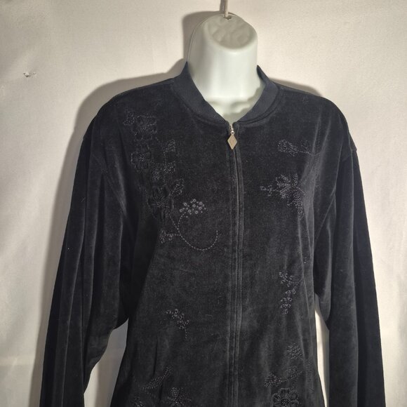 ALFRED DUNNER 2-piece casual fleece jacket and pants set, black in size 12 - Picture 11 of 16